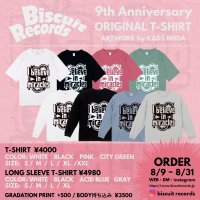 biscuit records 9th Anniversary LONG SLEEVE T-SHIRT /design:Kads MIIDA