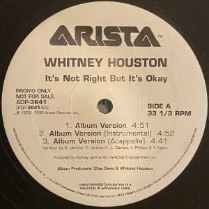 画像1: WHITNEY HOUSTON - IT'S NOT RIGHT BUT IT'S OKAY (1)
